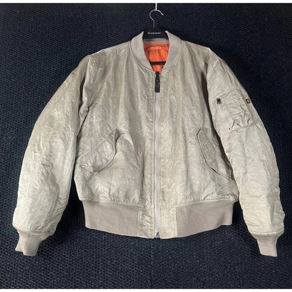 Alpha Industries MA-1 Bomber Jacket Silver Grey Orange‎ Lining XL MIL-J-82790J
